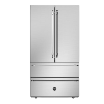 90cm bertazzoni french door refrigerator with heritage handles product front view