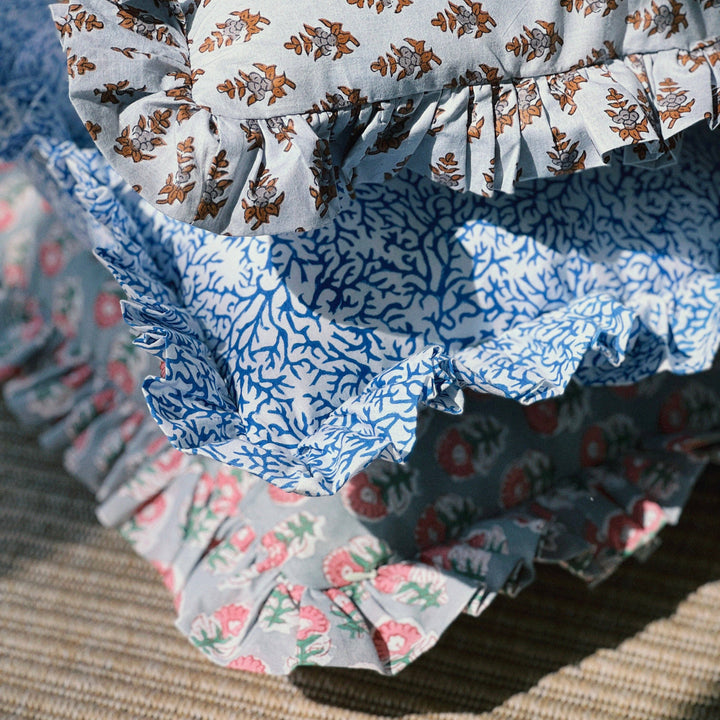 Block Print Coraline Frill Cushion
