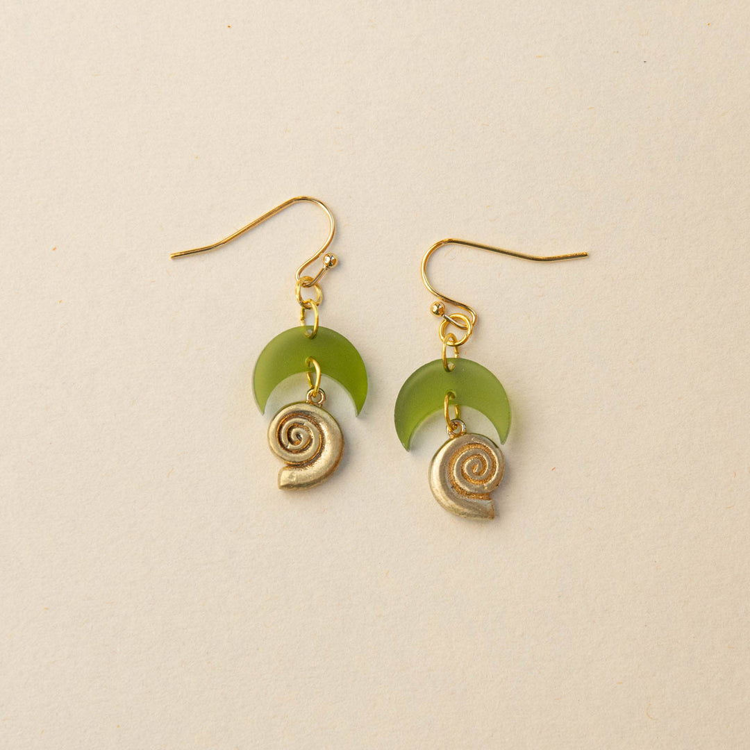 Fossil Drop Earrings: Moss green
