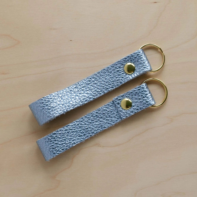 Leather Loop Keyring - Metallic Diamond