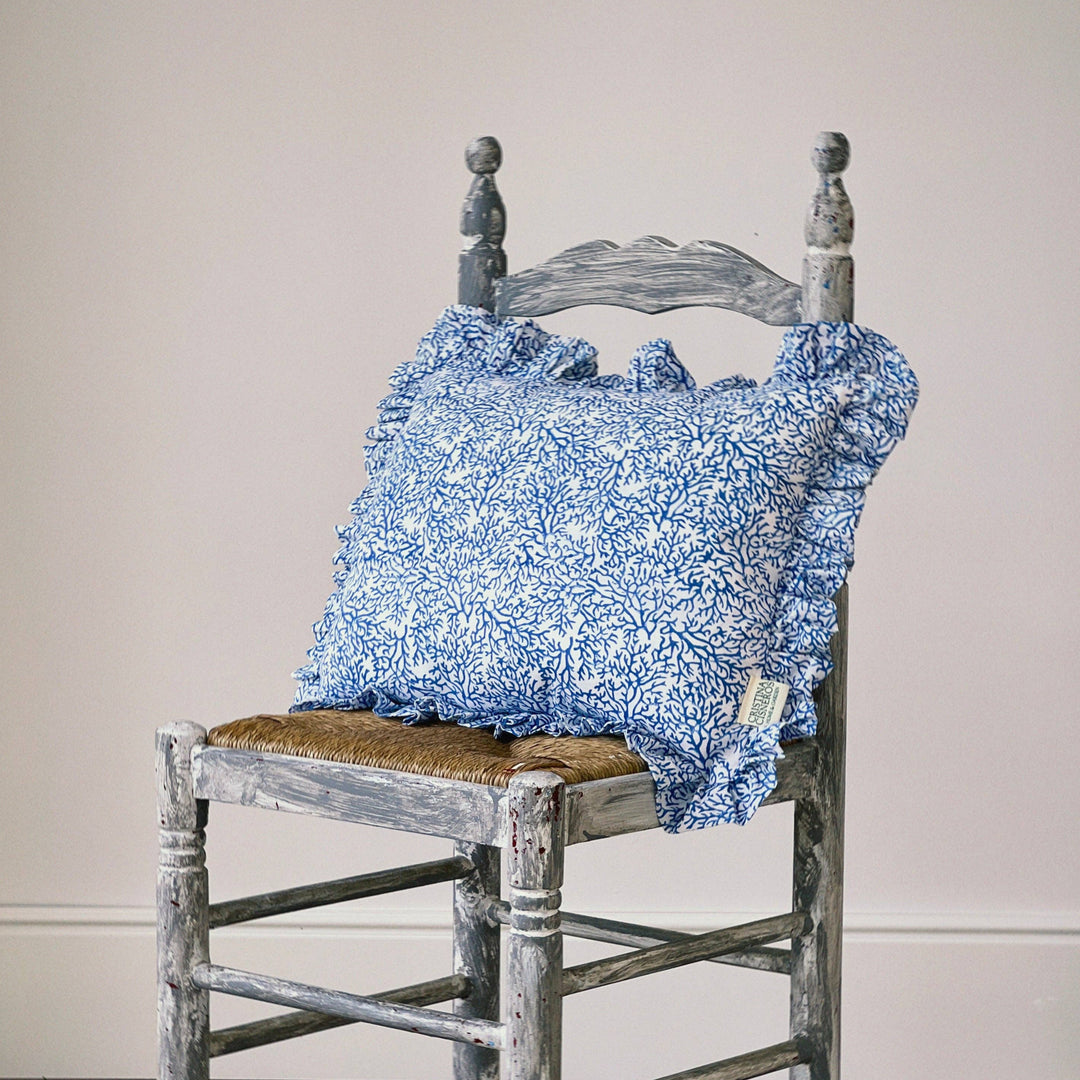 Block Print Coraline Frill Cushion