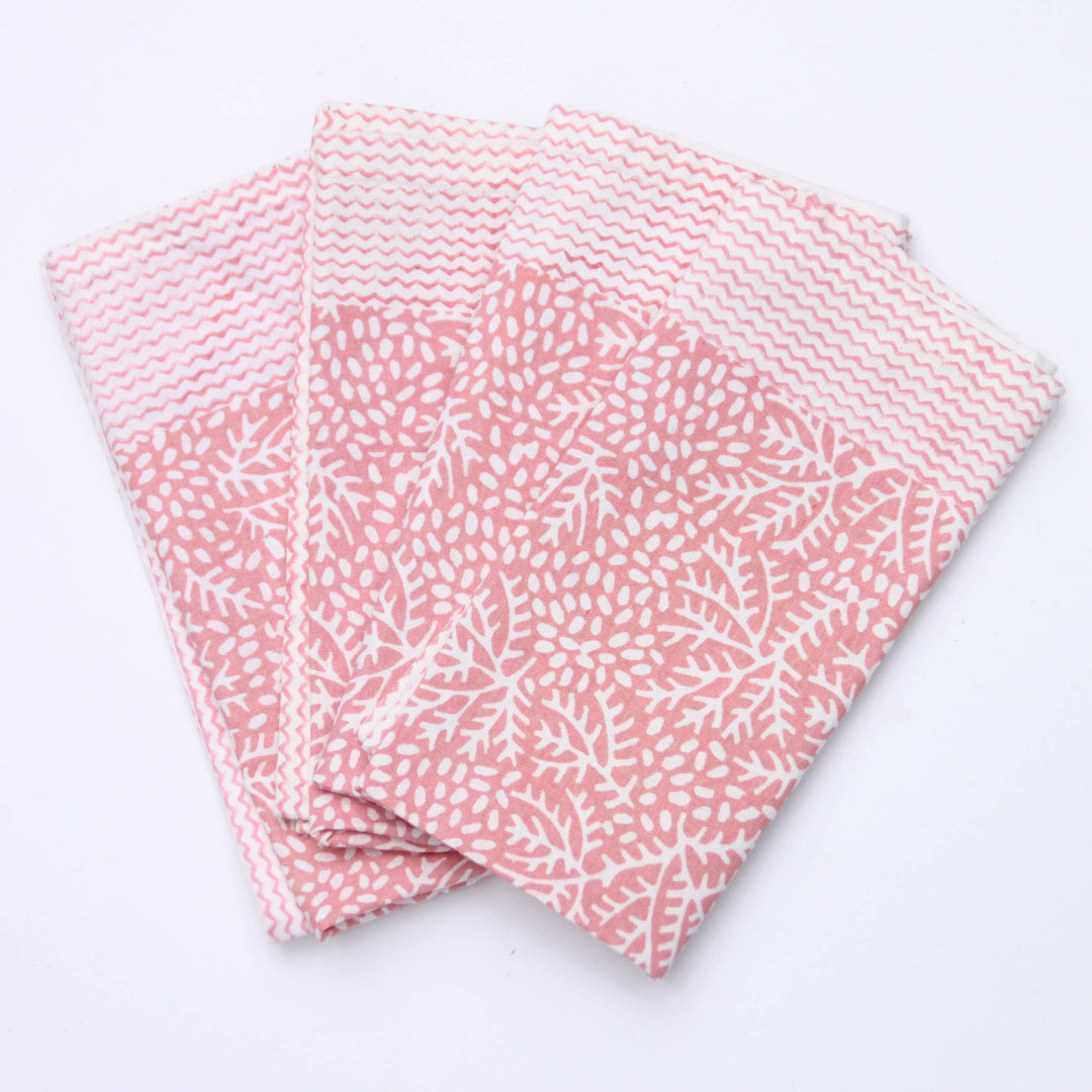 Handmade Floral Napkin in Coral