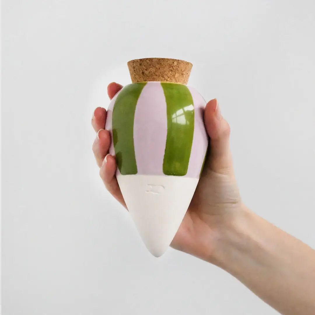 Olla Plant Watering Spike | Green and Lilac Stripes