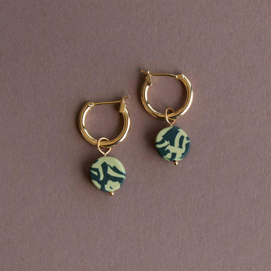 Bits Circle Charm Hoop Earrings: Forest & Apple Green