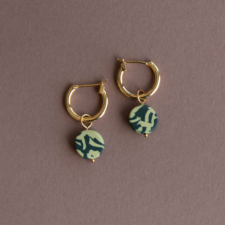 Bits Circle Charm Hoop Earrings: Forest & Apple Green