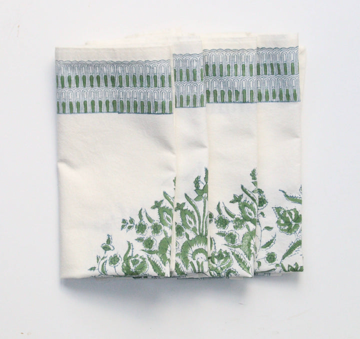 Handmade Fleur Napkin in Green & Blue