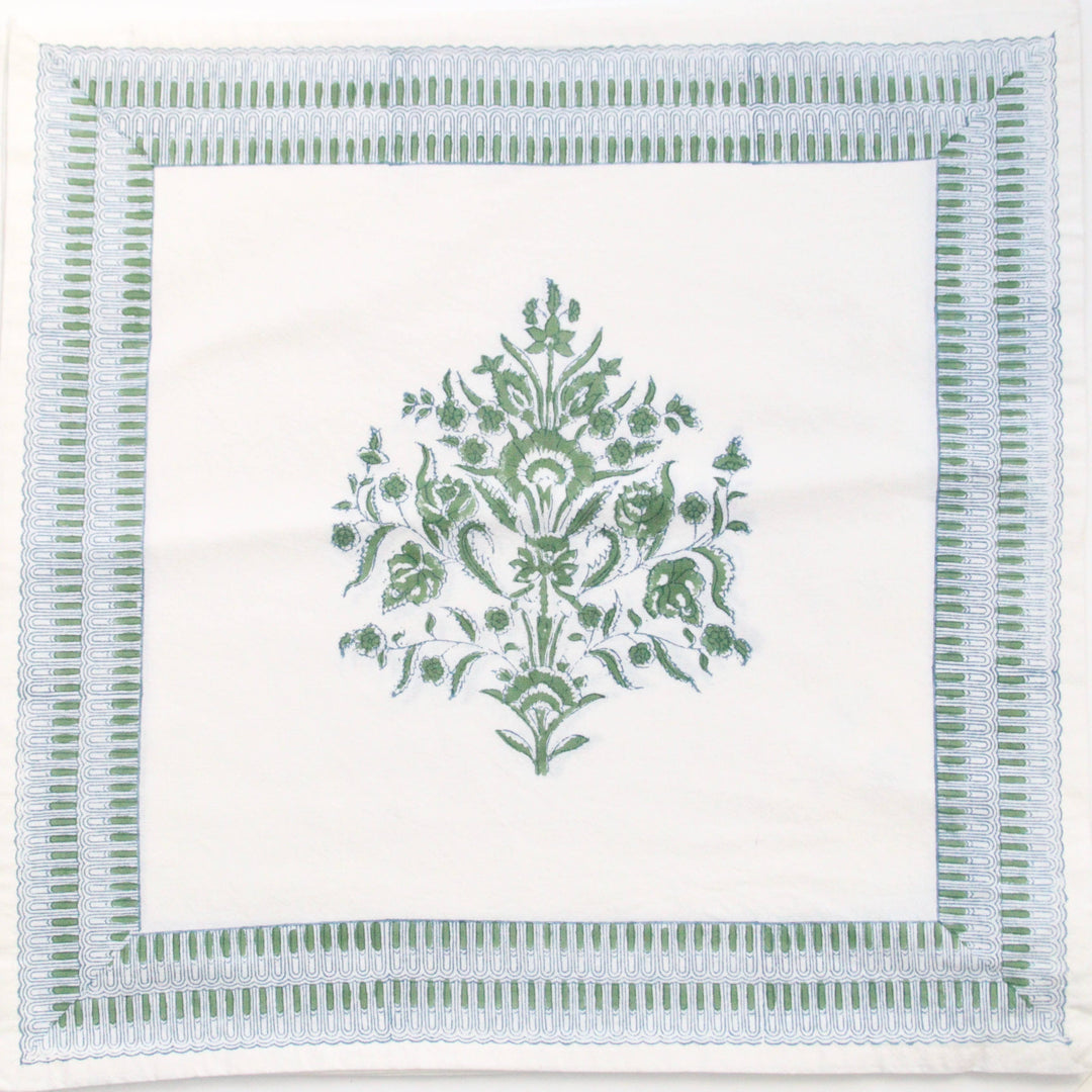 Handmade Fleur Napkin in Green & Blue