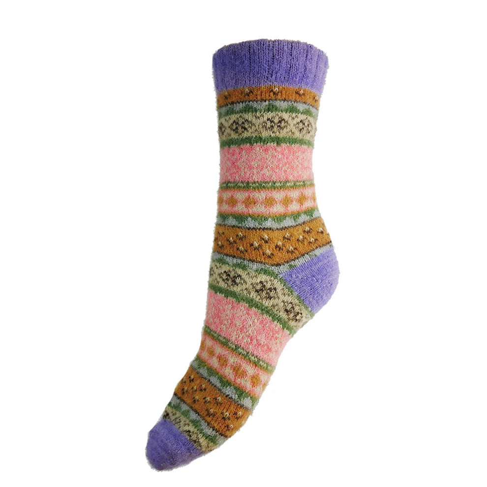 Pink & Purple Scandi Wool Socks