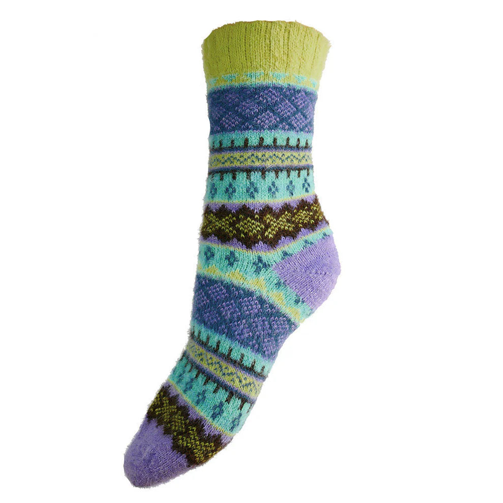Purple & Turquoise Scandi Wool Socks
