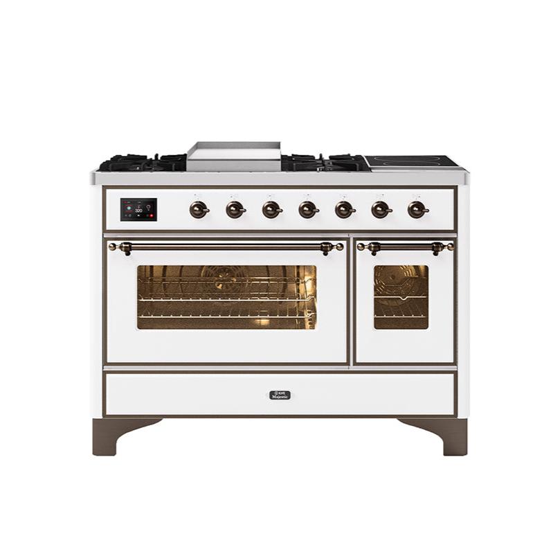 ILVE 120cm Majestic Milano Fry Top with 2 Zone Induction Double Oven Dual Fuel Range Cooker