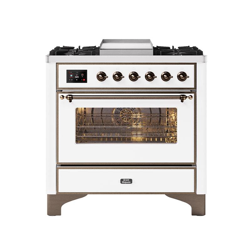 ILVE 90cm Majestic Milano Fry Top Dual Fuel Range Cooker