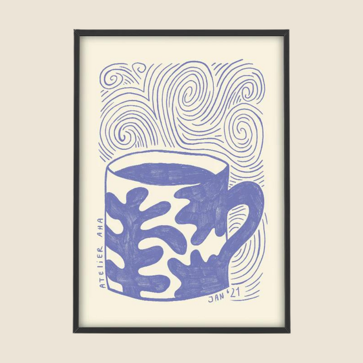 A Blue Cup on a Blue Monday Art Print 50x70