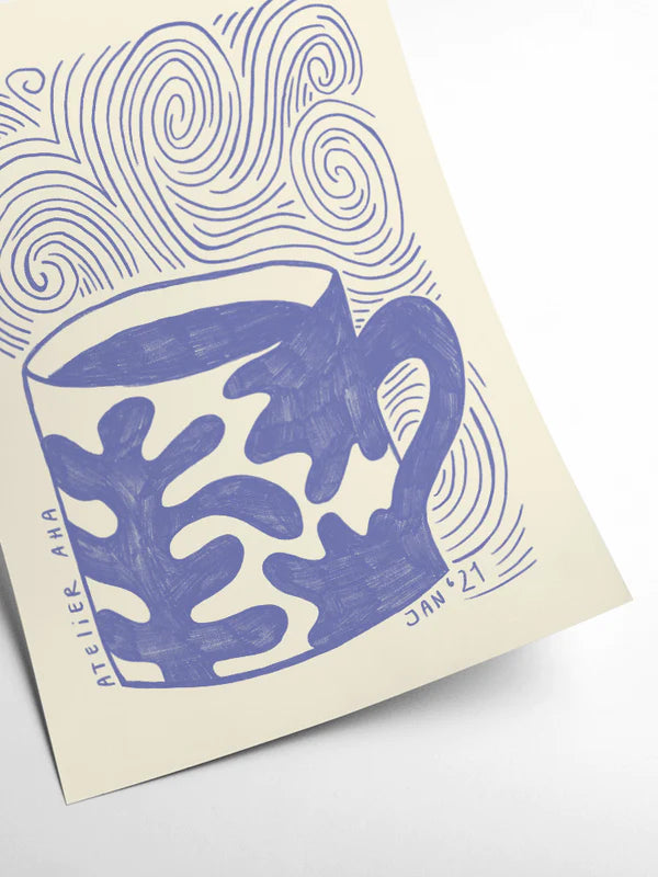 A Blue Cup on a Blue Monday Art Print 50x70