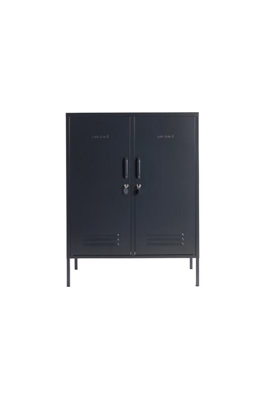 Mustard Made The Midi Locker in slate infront of a white background with the doors closed