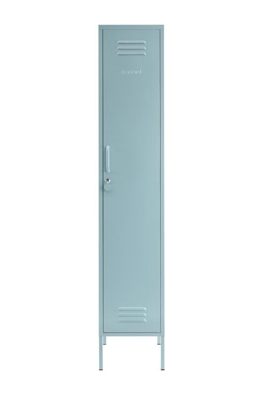 Mustard Made The Skinny Locker in ocean infront of white background with the door closed