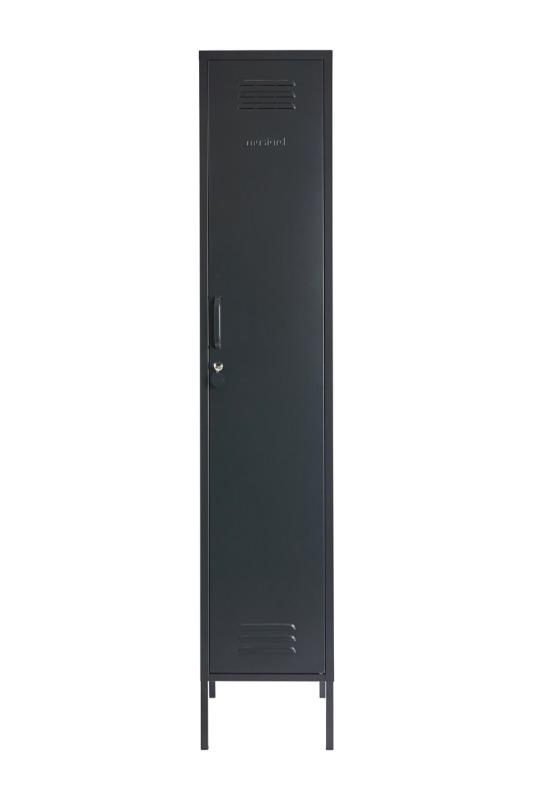 Mustard Made The Skinny Locker in slate infront of a white background with the door closed