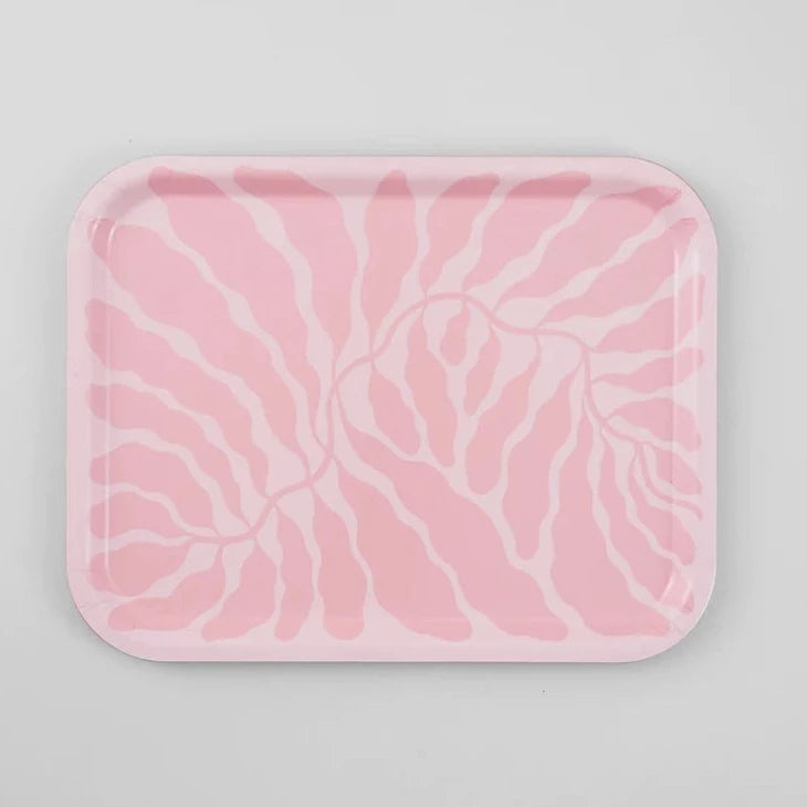 Rectangular Leaves Tray in Pink