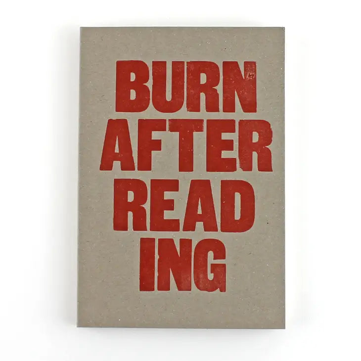 Letterpress Burn After Reading Notebook - Ex Display