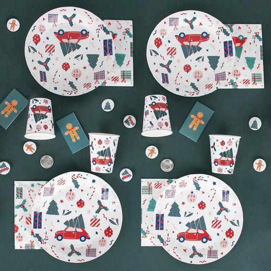 Christmas Car Paper Plates