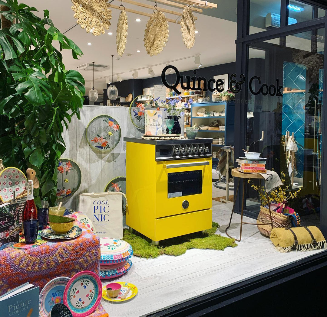 shop window of Quince & Cook store on Princes Street Perth with interiors, range cooker, gifts and homewares.
