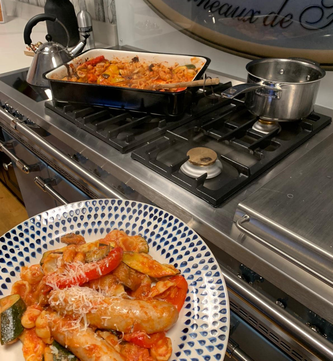 Cooking with Sophie: baked veg & sausage pasta