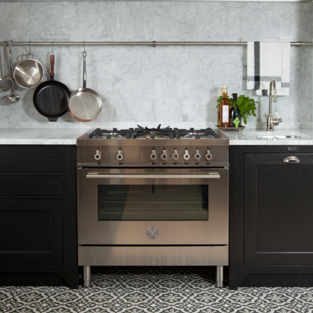 bertazzoni cooker in a stylish kitchen