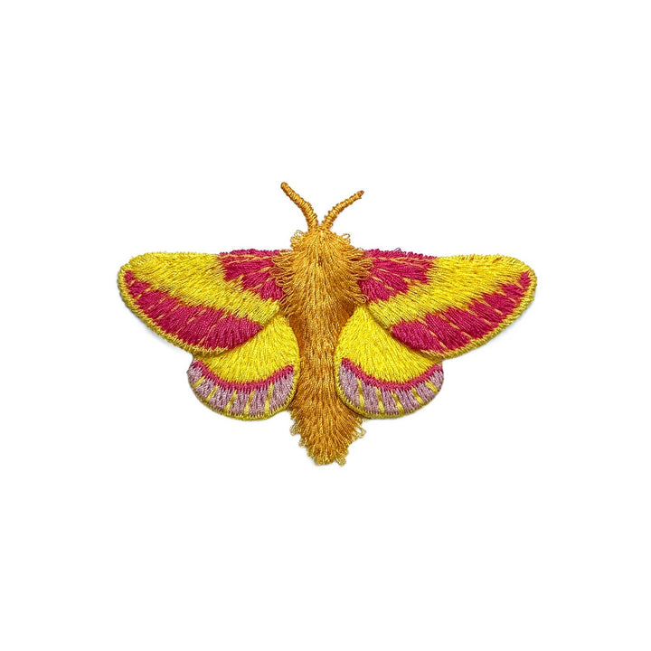 Rosy Maple Moth Embroidered Brooch