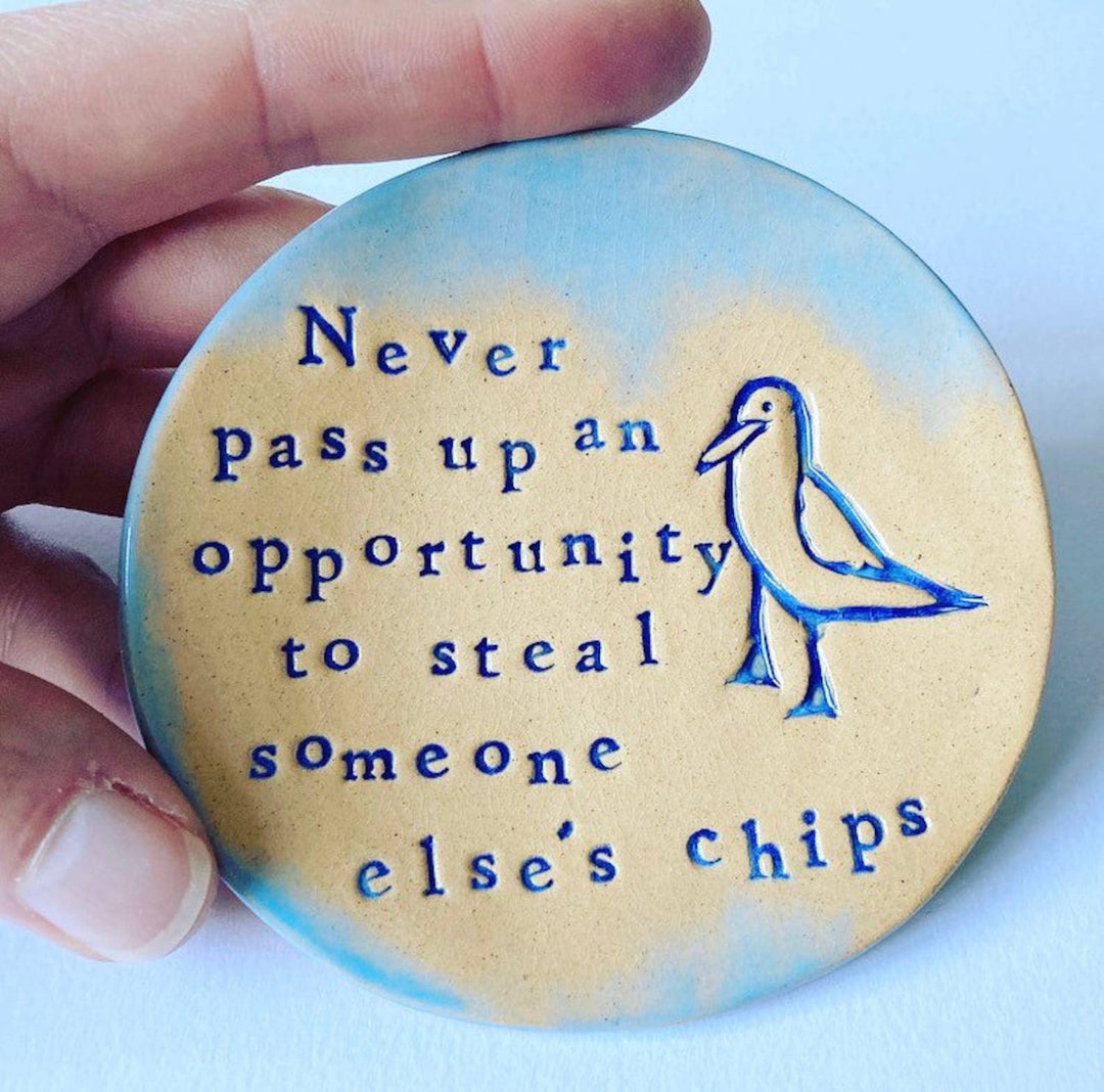 Ceramic Trinket Dish - Chip Stealing Seagull Ceramic