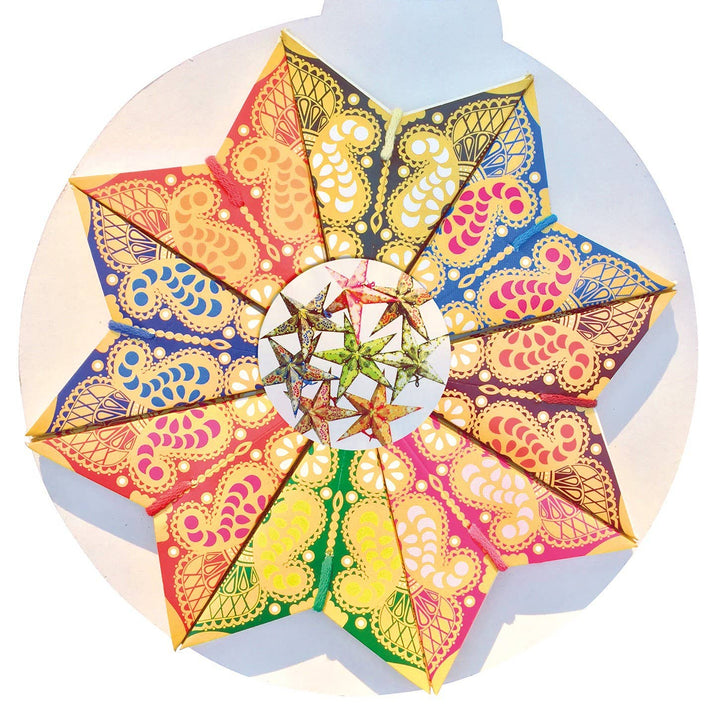 Set of 8 Handmade Paisley Paper Stars
