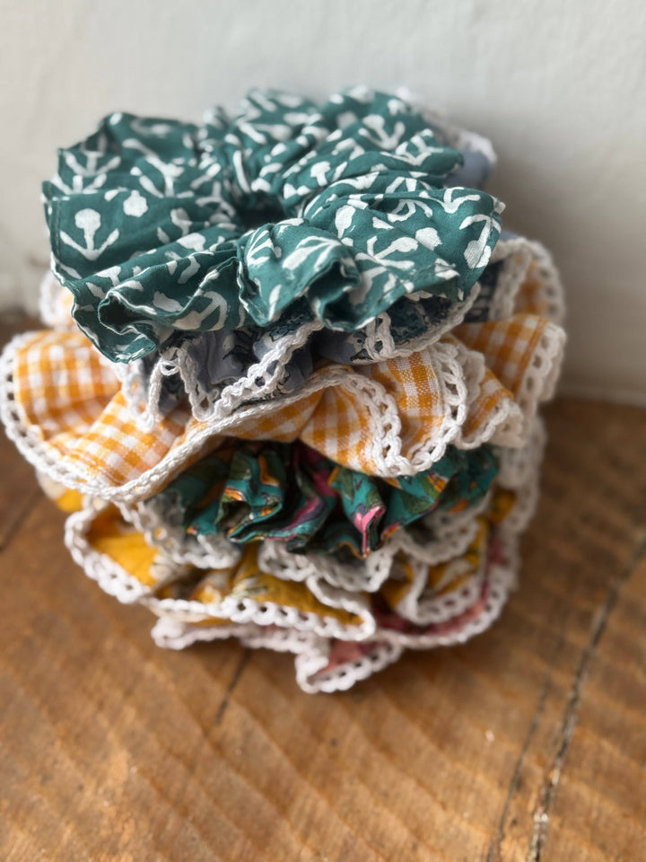 Block Print Scrunchies: Peacock Green