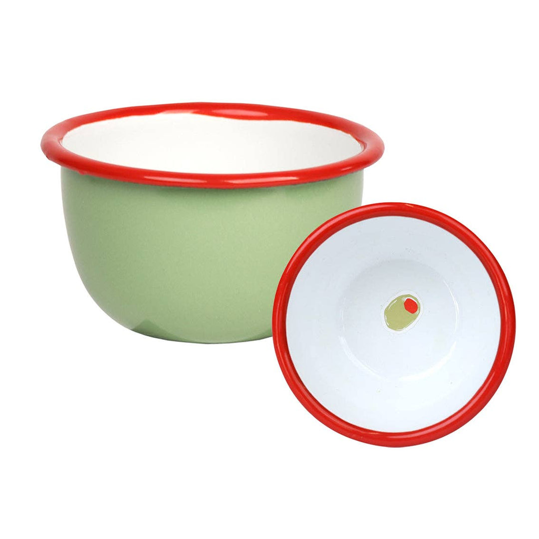 Bon Appétit Olive Enamel Bowl