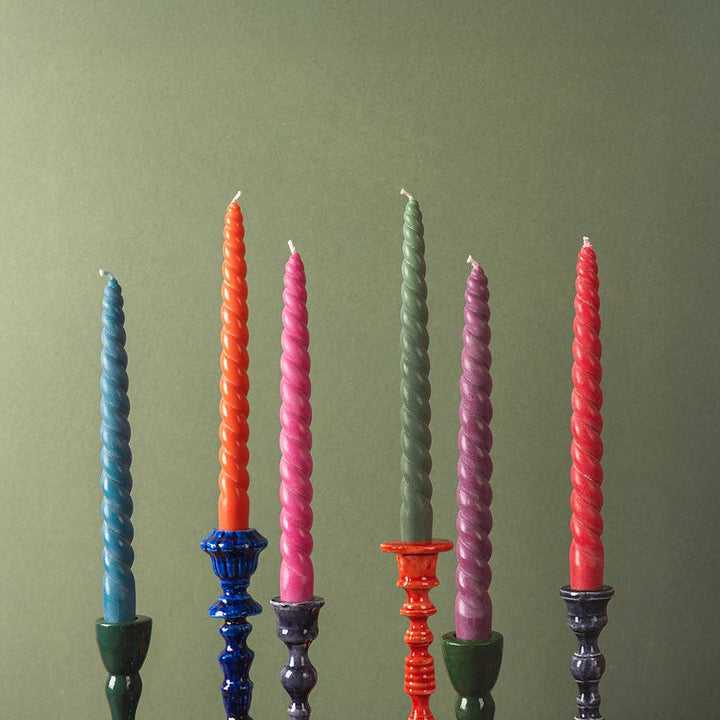 'Twilight' Set of Six Twisted Dinner Candles