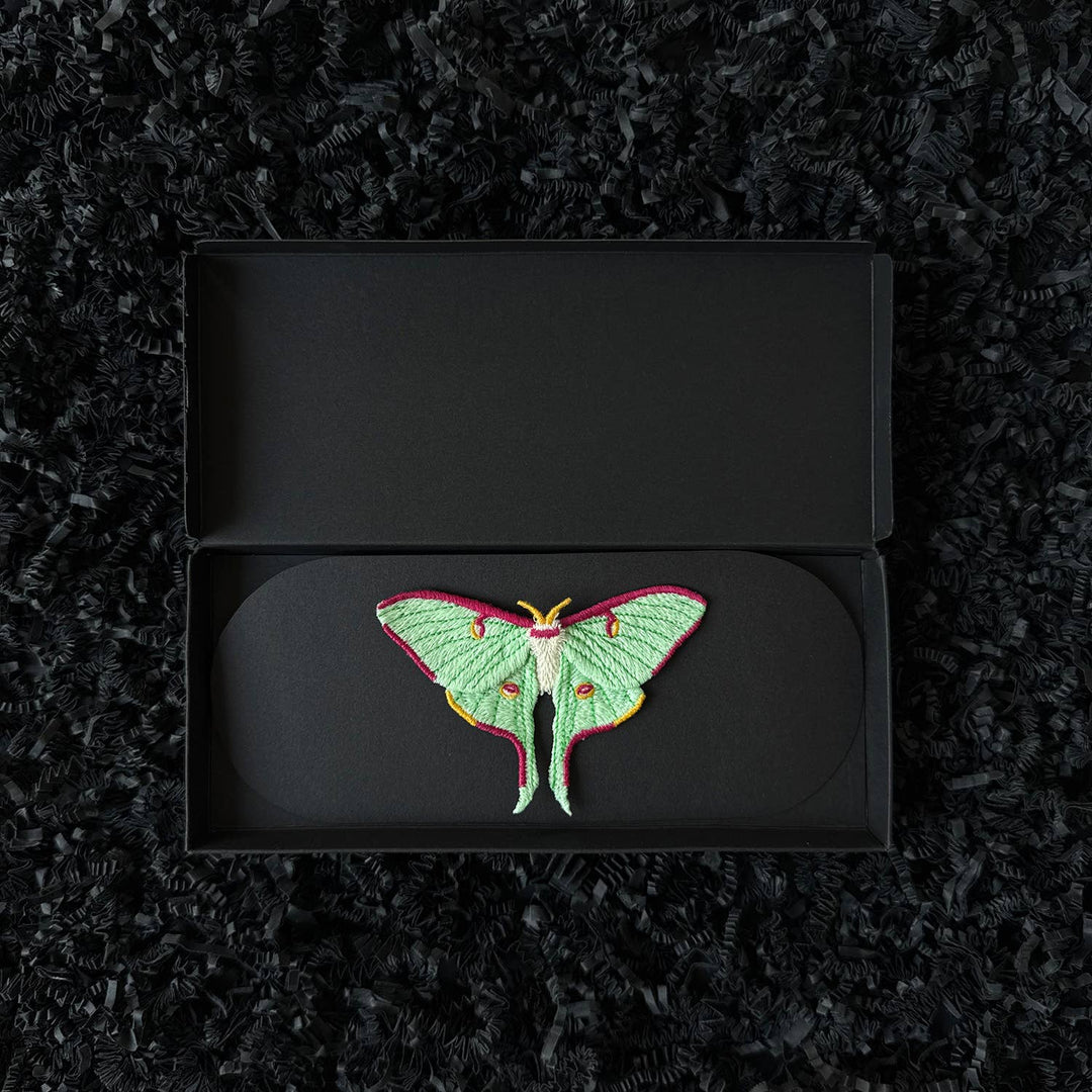 Luna Moth Embroidered Brooch