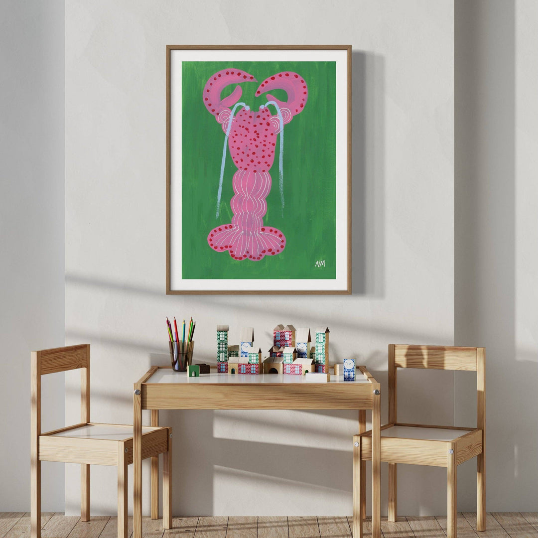 Pink Lobster Art Print A3