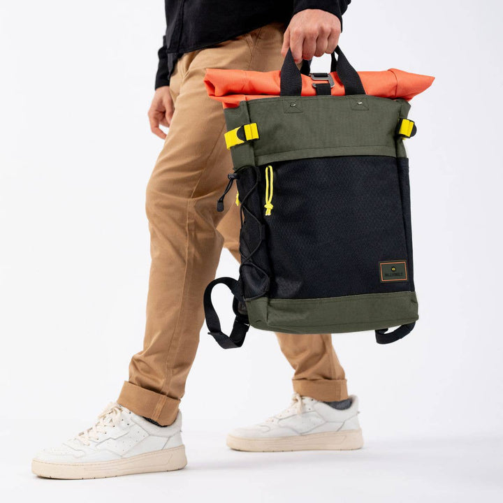 Adventurer 100% Recycled Backpack - Khaki & Orange