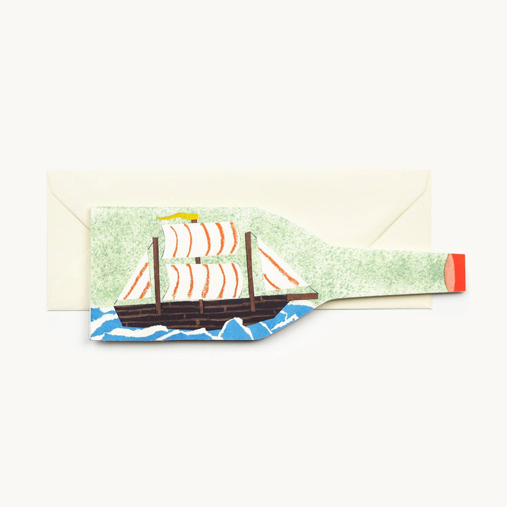 Ship in a Bottle Nautical Card