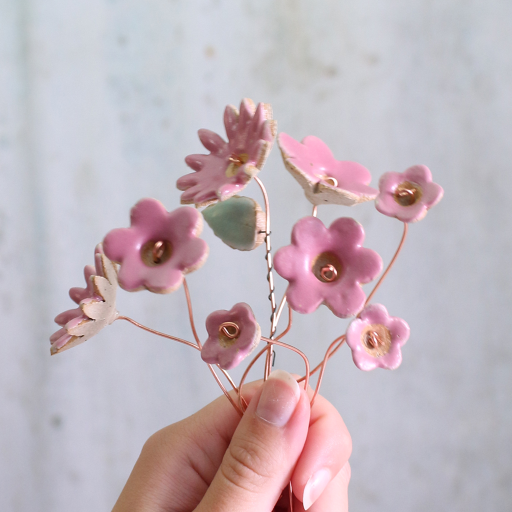 Fuchsia Ceramic Flower Stems: Medium