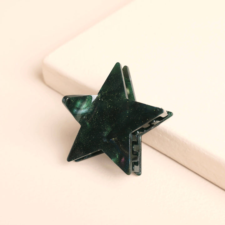 Mini Dark Green Star Hair Clip