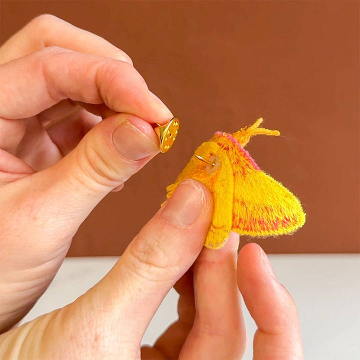 Rosy Maple Moth Embroidered Brooch