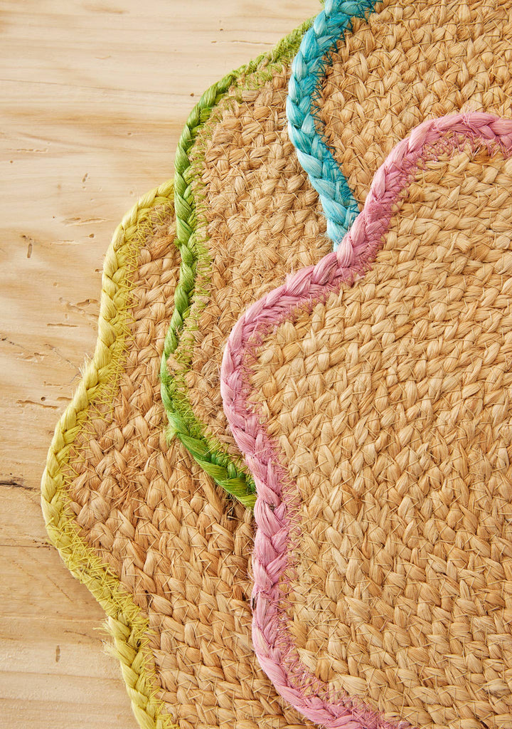 Set of 2 Wavy Jute Placemats in Pink