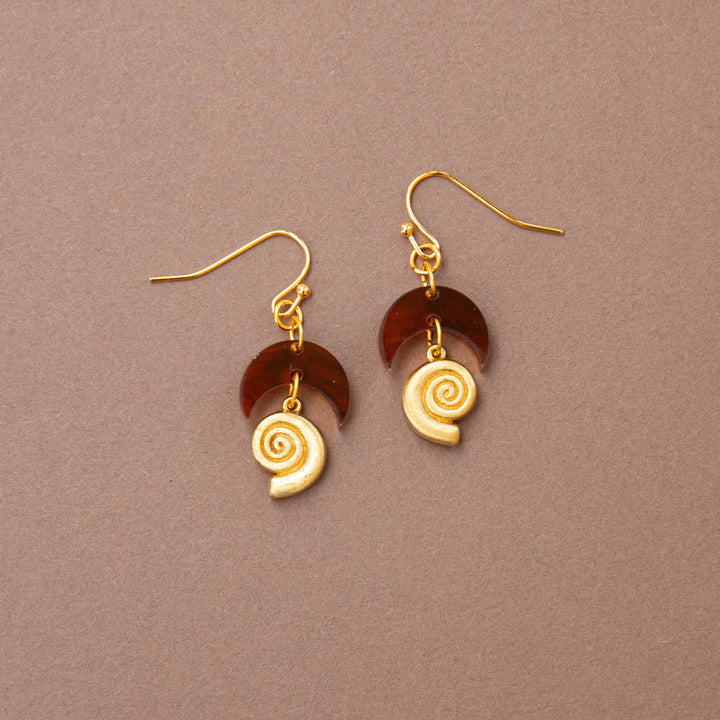 Fossil Drop Earrings: Tortoise