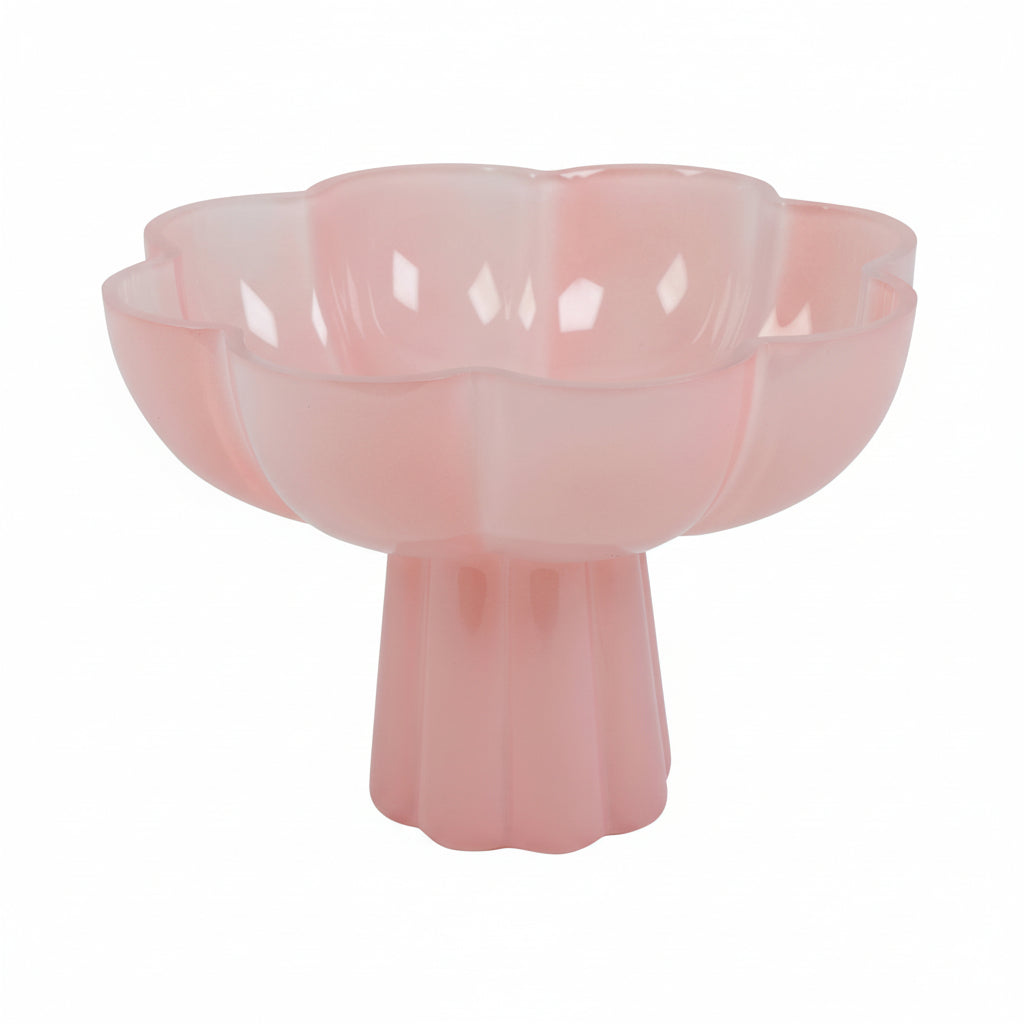 Blush Glass Lotus Footed Bowl