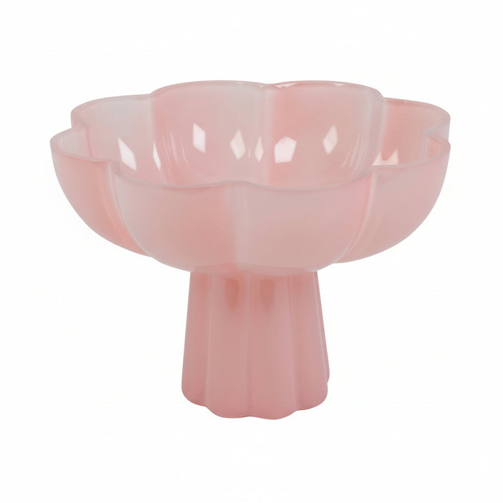 Blush Glass Lotus Footed Bowl