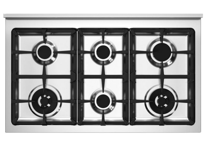 Gas stove with four burners on a white background