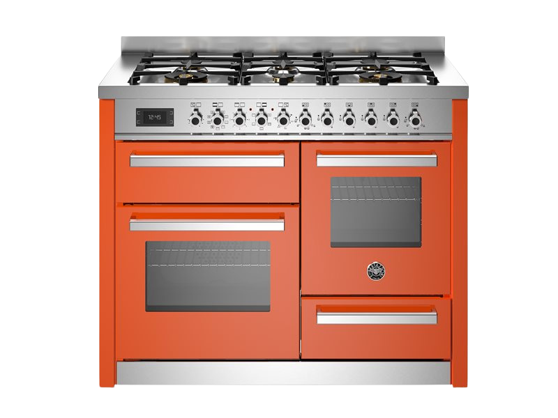 Bertazzoni Professional Series - 110 cm 6-burner electric triple oven in orange 
