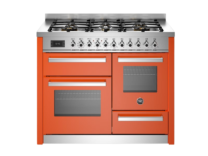 Bertazzoni Professional Series - 110 cm 6-burner electric triple oven in orange 