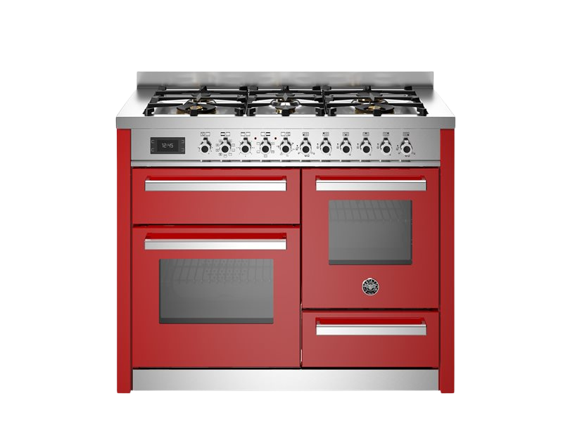 Bertazzoni Professional Series - 110 cm 6-burner electric triple oven in red 