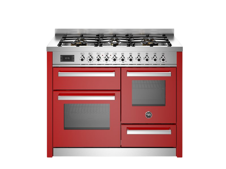 Bertazzoni Professional Series - 110 cm 6-burner electric triple oven in red 