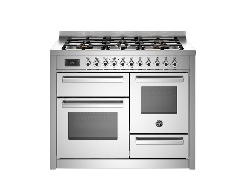 Bertazzoni Professional Series - 110 cm 6-burner electric triple oven in stainless steel