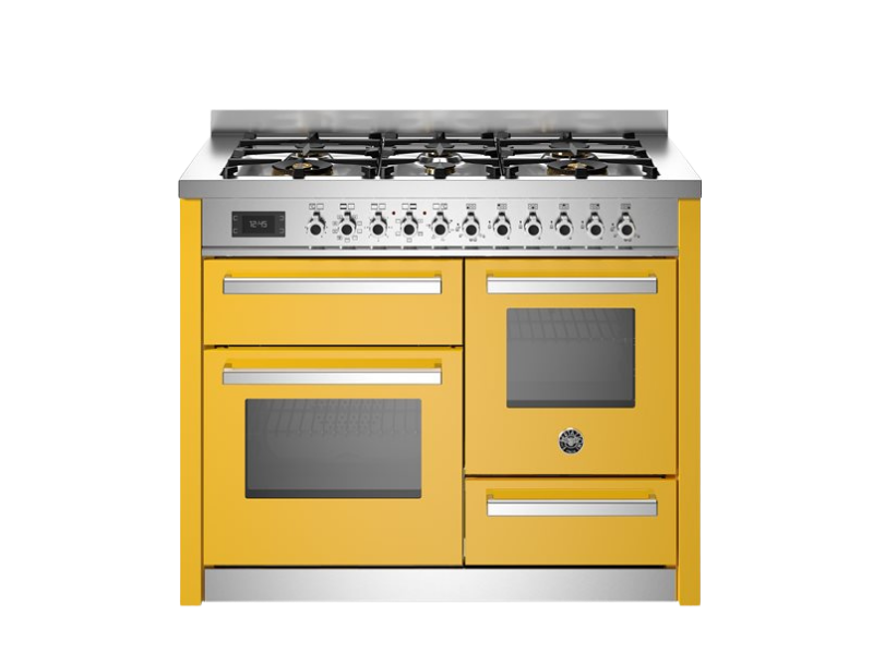 Bertazzoni Professional Series - 110 cm 6-burner electric triple oven in yellow 